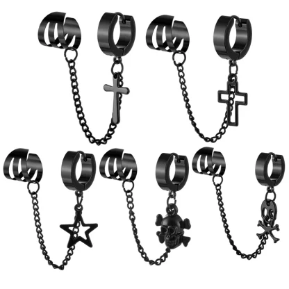 Chain Earrings with Doubled Cross Design - Image 10
