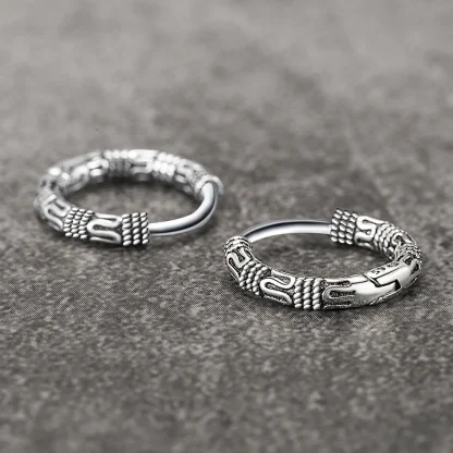 Huggie Earrings with Decorative Pattern - Image 3