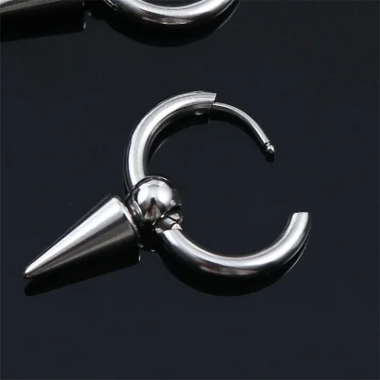 Hoop Earrings with Hanging Cross and Chain - Image 4