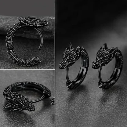 Statement Hoop Earrings with Dragon Design - Image 6