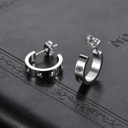 C-Shape Earrings with Rhinestone-like Design - Image 5