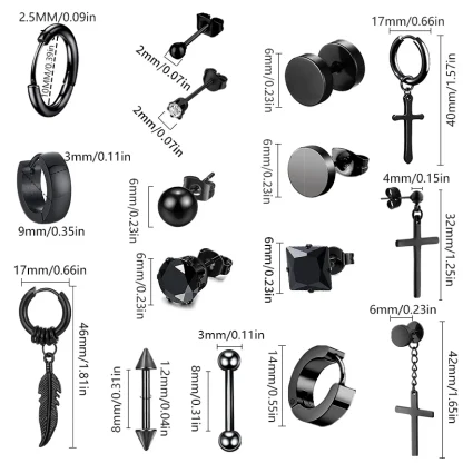 Simple Black Huggie Earrings for Men and Women - Image 6