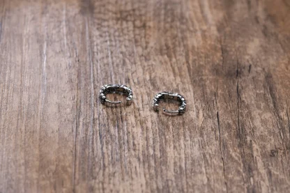Thick Huggie Earring with Embossed Design - Image 8