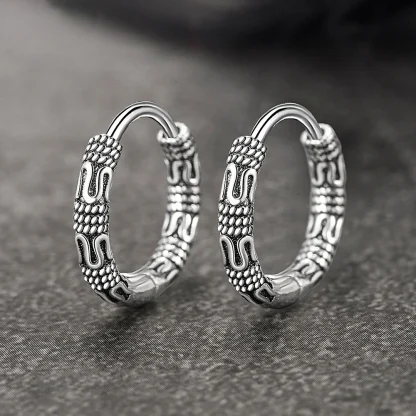Huggie Earrings with Decorative Pattern