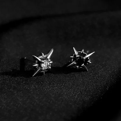 Star Earrings with Black Gemstone-like Design - Image 7