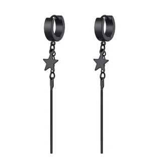 Black Dangle Earrings with Star and Bar Design