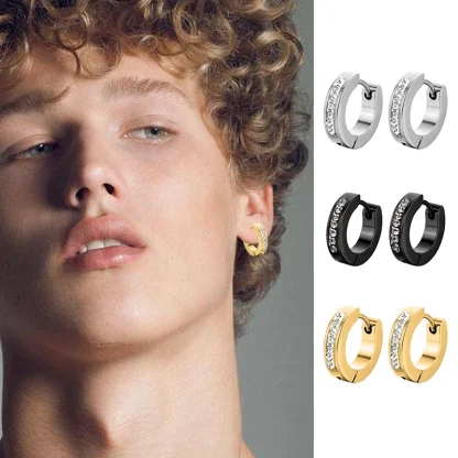 Huggie Earrings with Crystal-like Design - Image 6