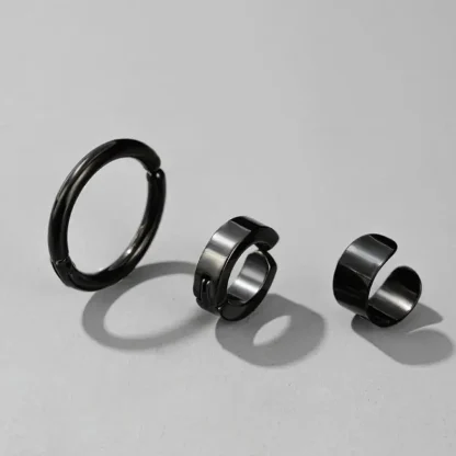 Hoop Earrings Set with Non-piercing Cuffs - Image 8