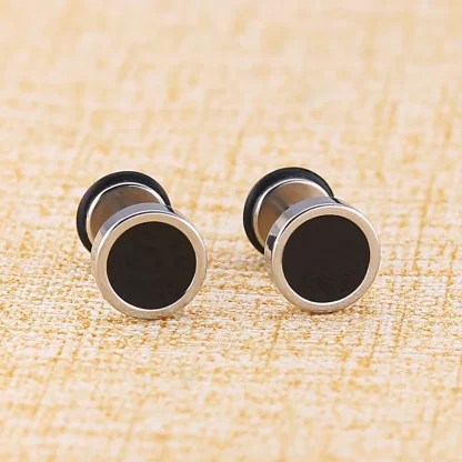 Round Stud Earrings with Two Tone Design - Image 4