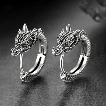 Statement Hoop Earrings with Dragon Design - Image 5