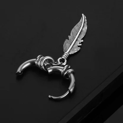 Hoop Earrings with Hanging Cross and Chain - Image 3