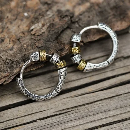 Intricate Hoop Earrings with Carved Design
