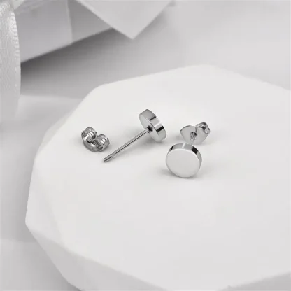 Simple Round Black Stud Earrings - Image 4