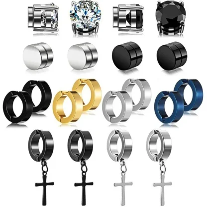 Simple Shiny Stud Earrings with Magnetic - Image 12