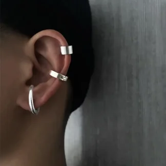 Hoop Earrings Set with Non-piercing Cuffs