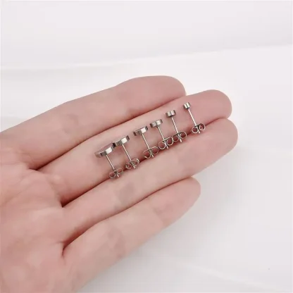 Simple Round Black Stud Earrings - Image 6