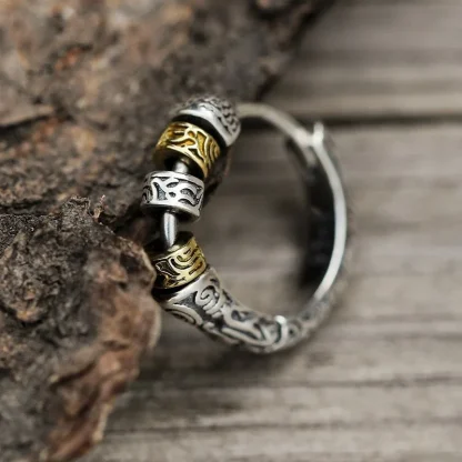 Intricate Hoop Earrings with Carved Design - Image 2