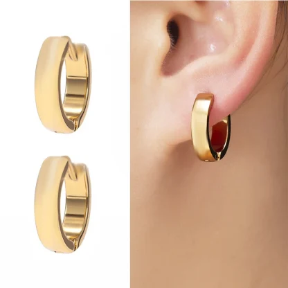 Minimalist Hoop Earrings with Thick Design - Image 12