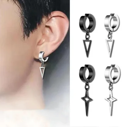 Clip-On Earring with Hollow Out Spike Pendant - Image 2