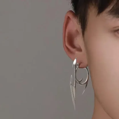 Creative Huggie Earrings with Dagger Design - Image 4