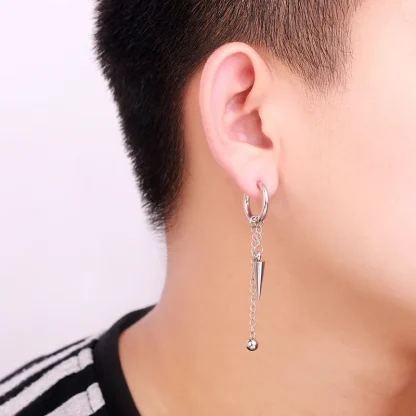 Chain Earrings with Fish Bone Dangle - Image 4
