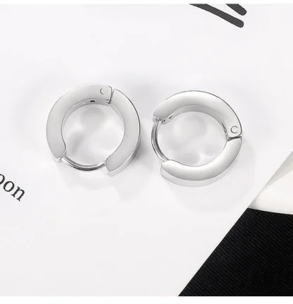 Minimalist Hoop Earrings with Thick Design - Image 5