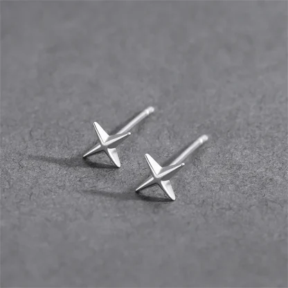 Mini Stud Earrings with Four Pointed Star Design - Image 4
