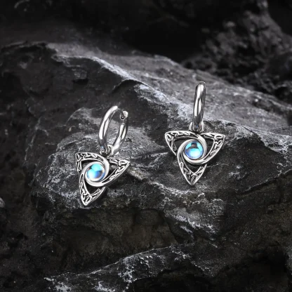 Huggie Earrings with Creative Triangle Dangle - Image 5