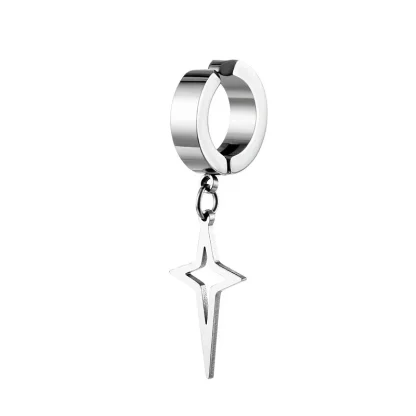 Clip-On Earring with Hollow Out Spike Pendant - Image 6