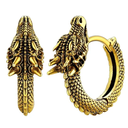 Statement Hoop Earrings with Dragon Design - Image 4