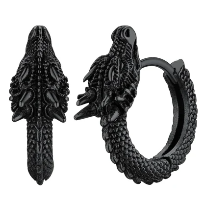 Statement Hoop Earrings with Dragon Design - Image 3
