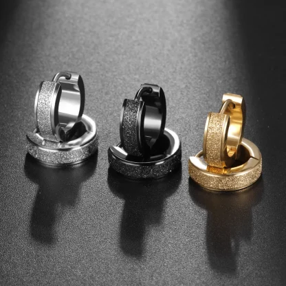 Huggie Earrings with Rough Texture Design - Image 2